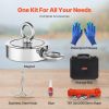 Magnet Fishing Kit, 1400 LBS/635 Kg Double-Sided Pulling Force Magnet Fishing Kit, Rare Earth Neodymium Magnetic Fishing Kit Includes Grappling Hook